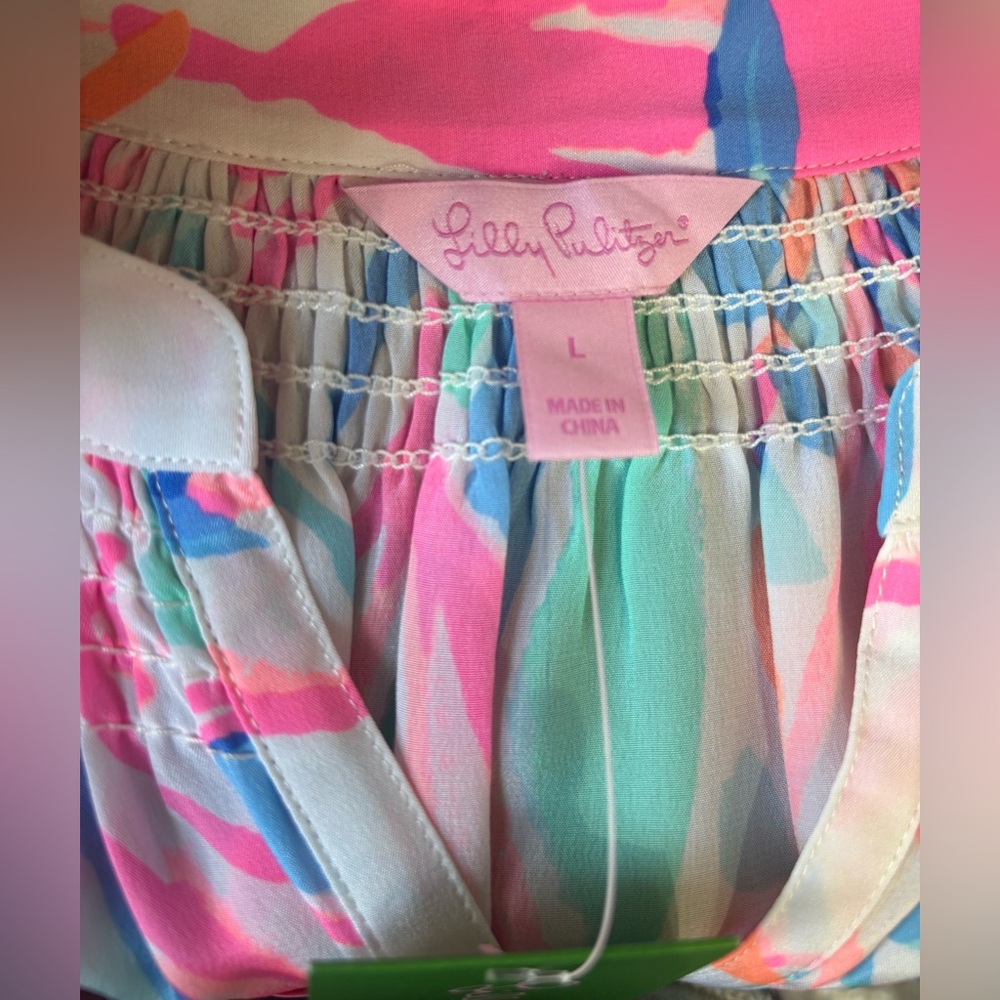Lilly Pulitzer NWT “Out to Sea” Elsa 100% Silk Long sleeve blouse, Large - Picture 5 of 9